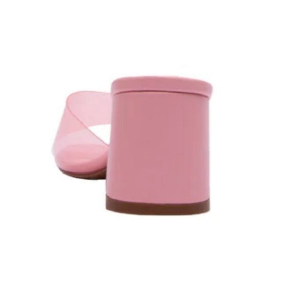 Barbie pink! Like new Transparent Mid Heel Barbie Pink mules / Sandals - Picture 3 of 7